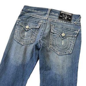 Vintage True Religion Bootcut Distressed Faded Wash Jeans Blue W 32 L 34